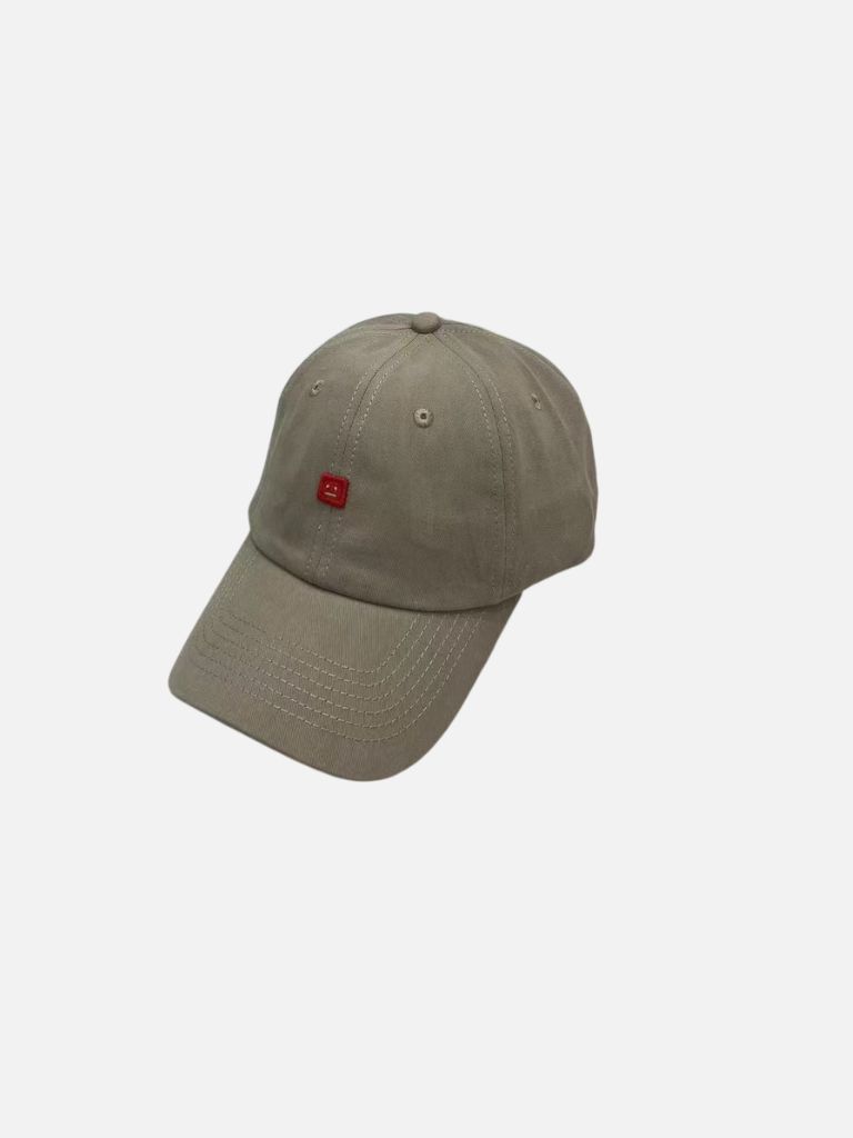 Acne Studios Khaki Mini Red Face Logo Baseball Cap Acne Studios Khaki Mini Red Face Logo Baseball Cap | Fragment Clothing