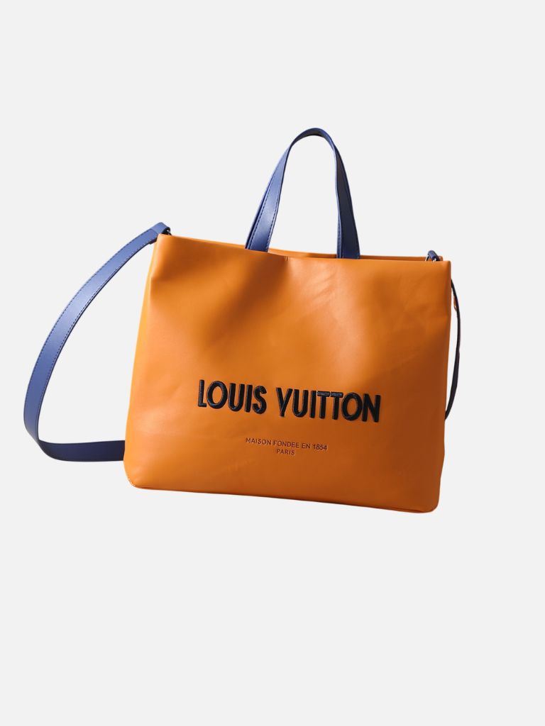 Louis Vuitton Cabas Voyage Orange Tote Bag with Blue Handles Louis Vuitton CarryAll Cargo PM Bag in Khaki Green Canvas | Fragment Clothing