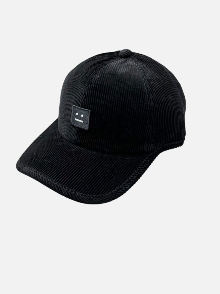 Acne Studios Black Corduroy Face Patch Baseball Cap Acne Studios Black Corduroy Face Patch Baseball Cap | Fragment Clothing