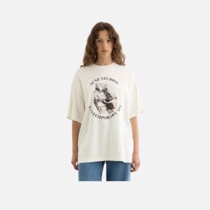 Acne Studios White Art Ties Graphic Tee | Fragment Clothing - View 2