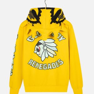 Glo Gang Sun Mascot Full-Zip Fleece Hoodie – Yellow | Fragment Clothing - View 2
