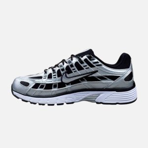 Nike P-6000 Retro Y2K Style Metallic Silver Black Athletic Sneakers | Fragment Clothing Streetwear