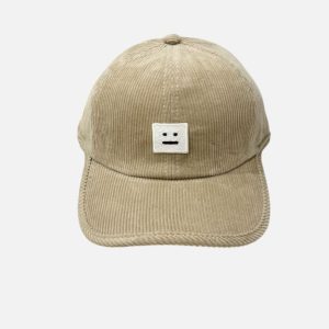 Acne Studios Beige Corduroy Face Patch Baseball Cap | Fragment Clothing
