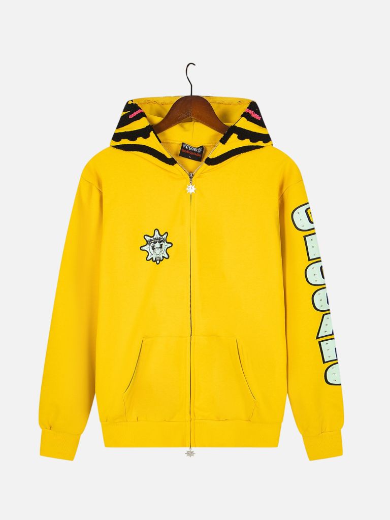 Glo Gang Sun Mascot Full-Zip Fleece Hoodie – Yellow Glo Gang Sun Mascot Full-Zip Fleece Hoodie – Yellow | Fragment Clothing