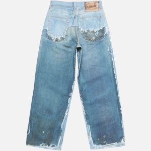 Acne Studios 1981 Trompe-L'œil Layered Distressed Jeans | Fragment Clothing - View 2