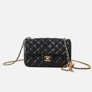 Chanel Quilted Lambskin Mini Flap Bag Black | Fragment Clothing