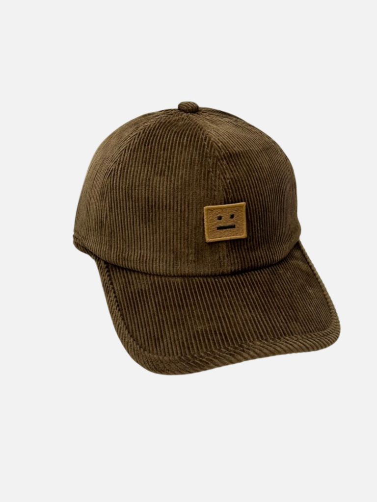 Acne Studios Dark Brown Corduroy Face Patch Baseball Cap Acne Studios Dark Brown Corduroy Face Patch Baseball Cap | Fragment Clothing