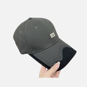 Acne Studios Dark Grey Metal Face Plaque Baseball Cap | Fragment Clothing - View 2