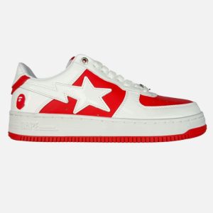 BAPE Bapesta White & Red Patent Leather Low Top Sneakers | Fragment Clothing