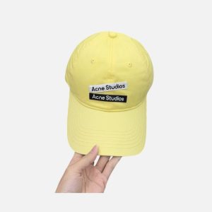 Acne Studios Yellow Patch Logo Baseball Cap | Fragment Clothing - View 2
