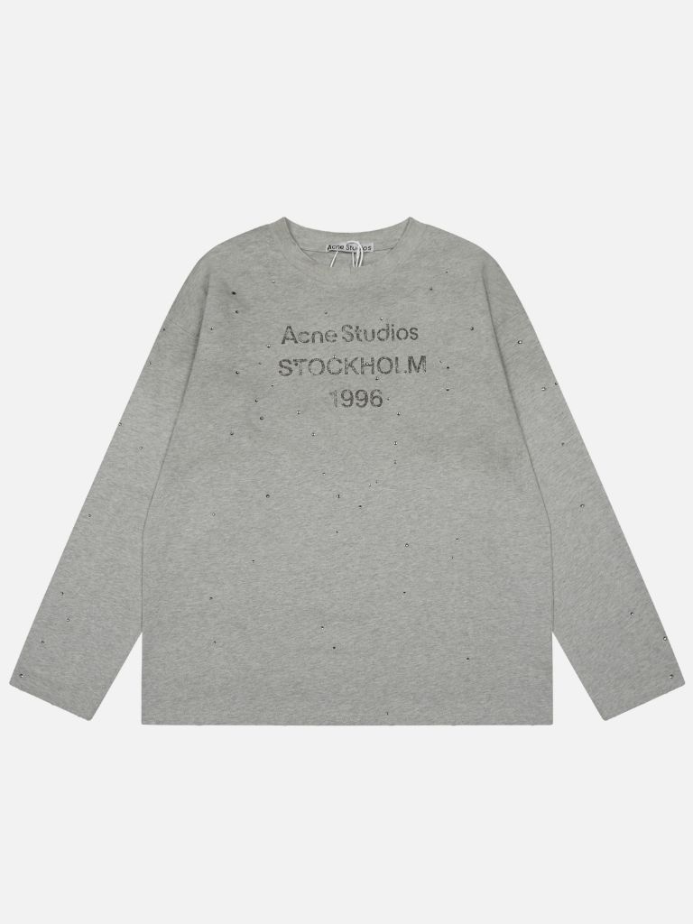 Acne Studios Grey Stockholm 1996 Rhinestone Long Sleeve T-Shirt Acne Studios Grey Stockholm 1996 Rhinestone Long Sleeve T-Shirt | Fragment Clothing