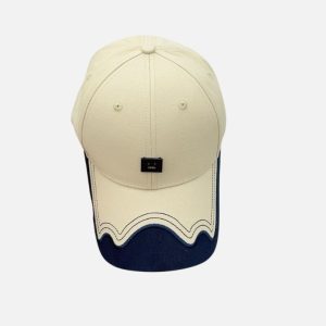 Acne Studios Cream & Navy Metal Face Plaque Baseball Cap | Fragment Clothing