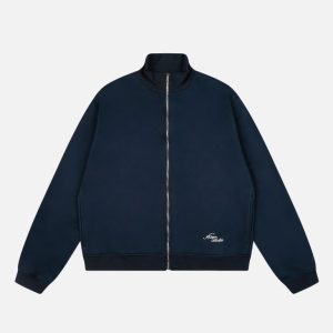 Acne Studios Dark Navy Full-Zip Sweatshirt Jacket | Fragment Clothing