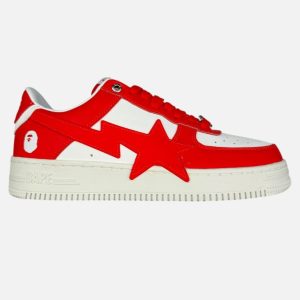 BAPE Bapesta Low Top Leather Sneakers Red & White | Fragment Clothing