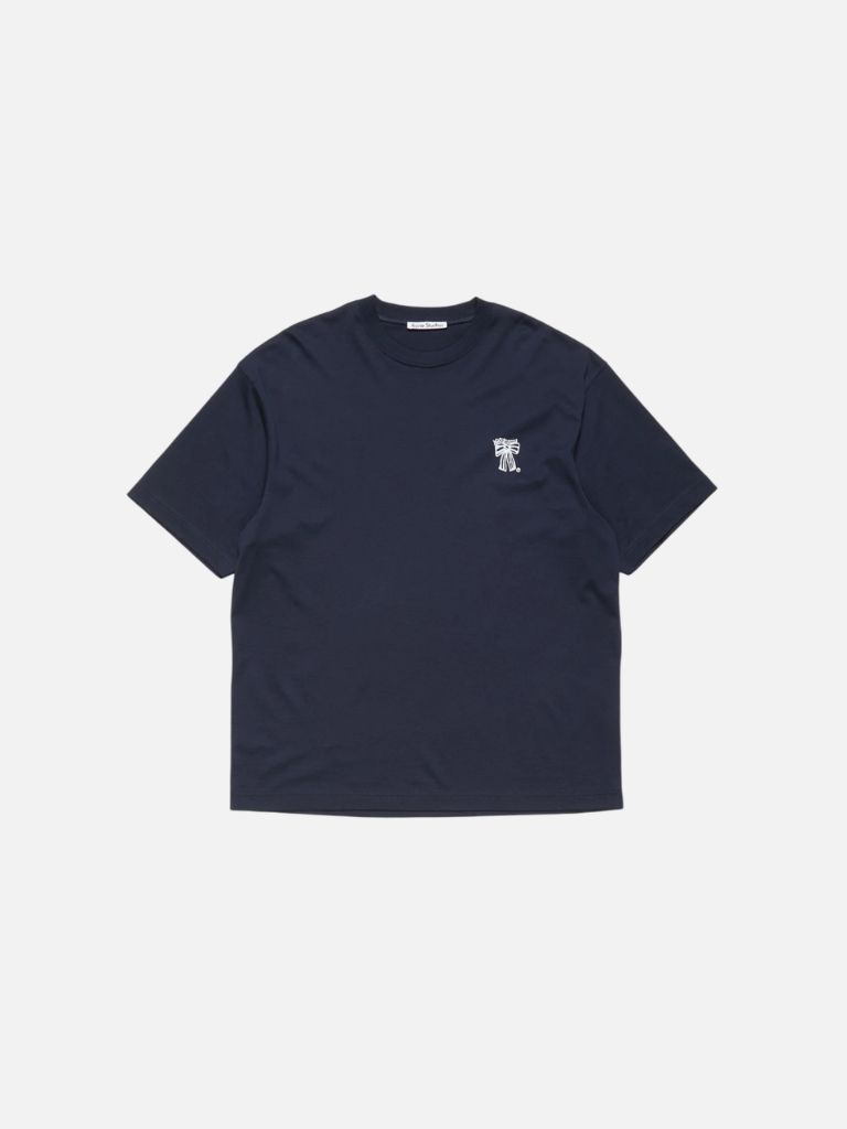 Acne Studios Dark Navy Ribbon Logo T-Shirt Acne Studios Dark Navy Ribbon Logo T-Shirt | Fragment Clothing
