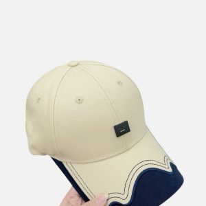 Acne Studios Cream & Navy Metal Face Plaque Baseball Cap | Fragment Clothing - View 2