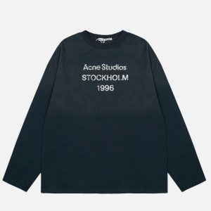 Acne Studios Black Stockholm 1996 Rhinestone Long Sleeve T-Shirt | Fragment Clothing