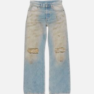 Acne Studios Light Blue Mud Wash Flared Jeans | Fragment Clothing
