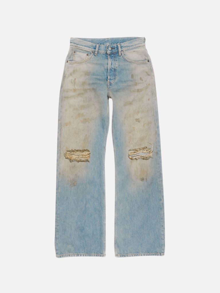 Acne Studios Light Blue Mud Wash Flared Jeans Acne Studios Light Blue Mud Wash Flared Jeans | Fragment Clothing