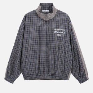 Acne Studios Plaid Reversible High-Neck Zip Jacket | Fragment Clothing