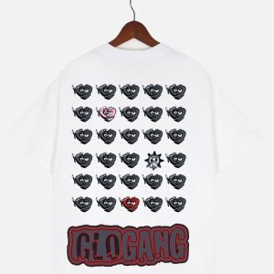 Glo Gang Bandana Heart Print Graphic T-Shirt – White | Fragment Clothing - View 2