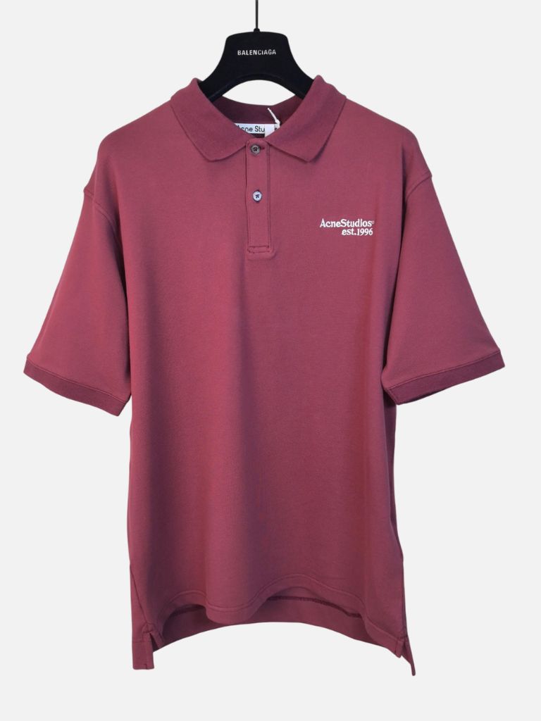 Acne Studios Maroon Red Est 1996 Logo Polo Shirt Acne Studios Maroon Red Est 1996 Logo Polo Shirt | Fragment Clothing