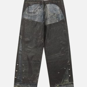 Acne Studios Black Coated Trompe-L'œil Leather Chaps Printed Jeans | Fragment Clothing - View 2
