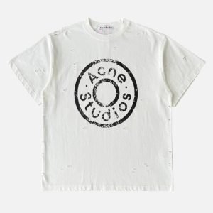 Acne Studios Off-White Circle Stamp Logo T-Shirt | Fragment Clothing