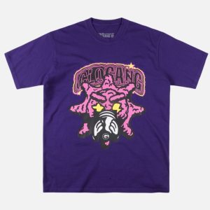 Glo Gang Printed Crewneck Streetwear T-Shirt - Purple | Fragment Clothing