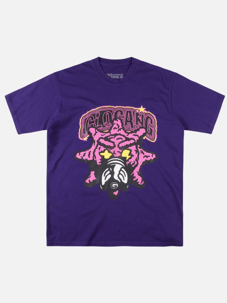 Glo Gang Printed Crewneck Streetwear T-Shirt - Purple Glo Gang Printed Crewneck Streetwear T-Shirt - Purple | Fragment Clothing