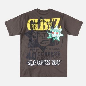 Glo Gang "GLBYZ" Distressed Graphic T-Shirt - Charcoal | Fragment Clothing