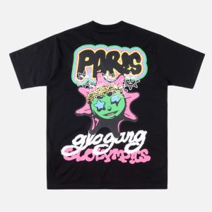 Glo Gang Printed Crewneck Streetwear T-Shirt - Black | Fragment Clothing