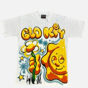 Glo Gang Printed Crewneck Streetwear T-Shirt - White | Fragment Clothing