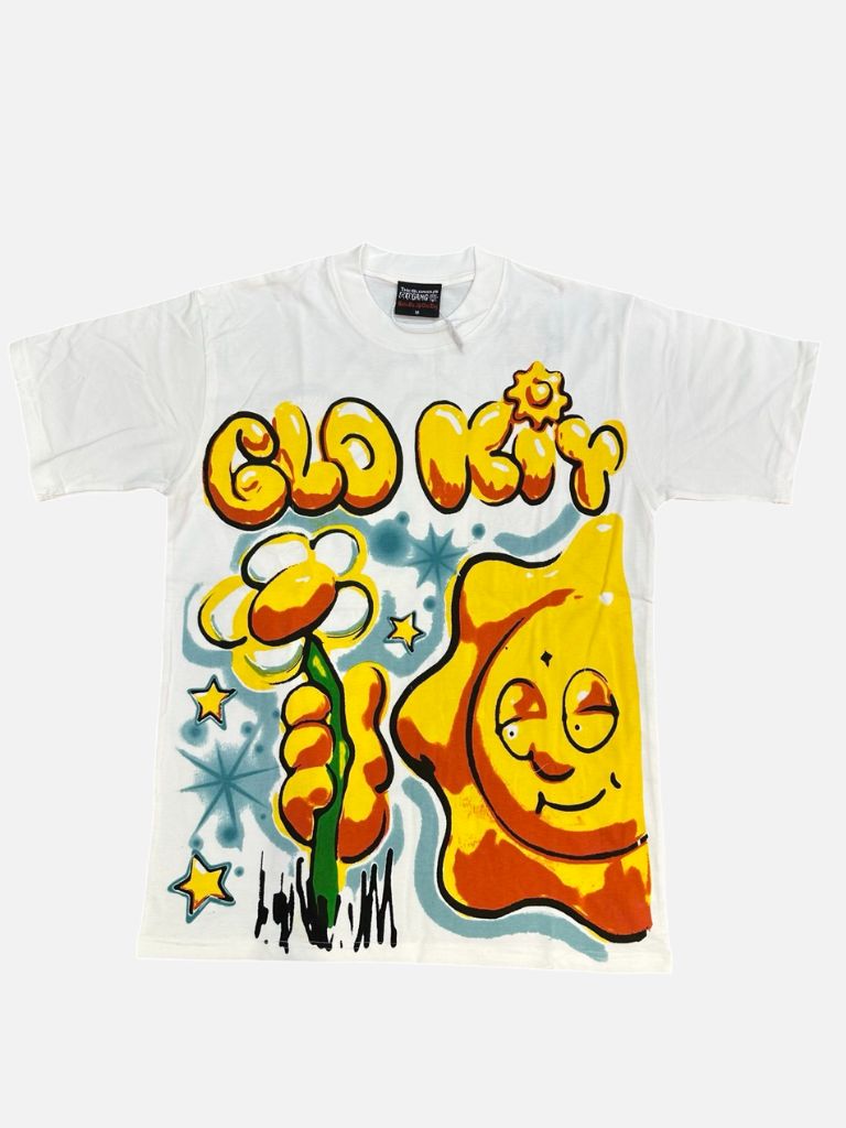 Glo Gang Printed Crewneck Streetwear T-Shirt - White Glo Gang Printed Crewneck Streetwear T-Shirt - White | Fragment Clothing