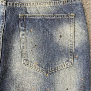 Acne Studios Washed Blue Paint Splatter Straight Leg Jeans | Fragment Clothing - View 2