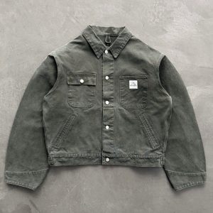 Akimbo Cropped Chore Jacket - Olive | Fragment Clothing