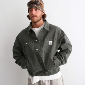 Akimbo Cropped Chore Jacket Olive (5) | Fragment Clothing