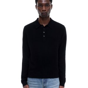 Cole Buxton Black Cashmere Knit Polo Sweater (3) | Fragment Clothing