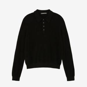 Cole Buxton Black Cashmere Knit Polo Sweater | Fragment Clothing