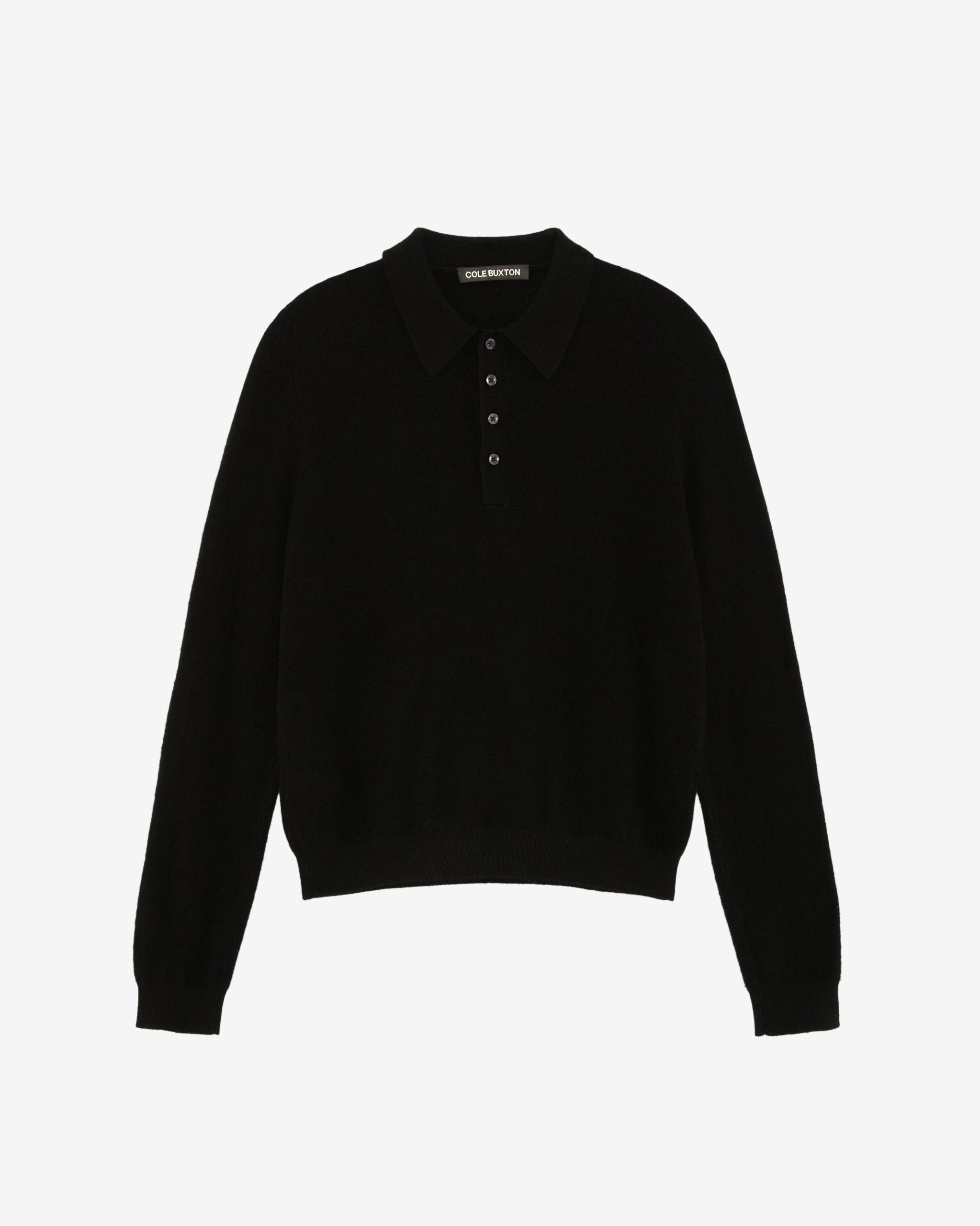 Cole Buxton Black Cashmere Knit Polo Sweater (4) Cole Buxton Black Cashmere Knit Polo Sweater | Fragment Clothing