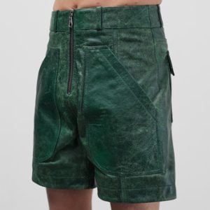 Cole Buxton Cracked Leather Green Shorts (1) | Fragment Clothing