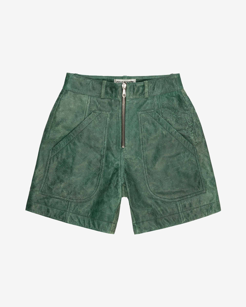 Cole Buxton Cracked Leather Green Shorts (2) Cole Buxton Cracked Leather Green Shorts | Fragment Clothing