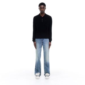 Cole Buxton Dark Navy Cashmere Knit Polo Sweater (4) | Fragment Clothing