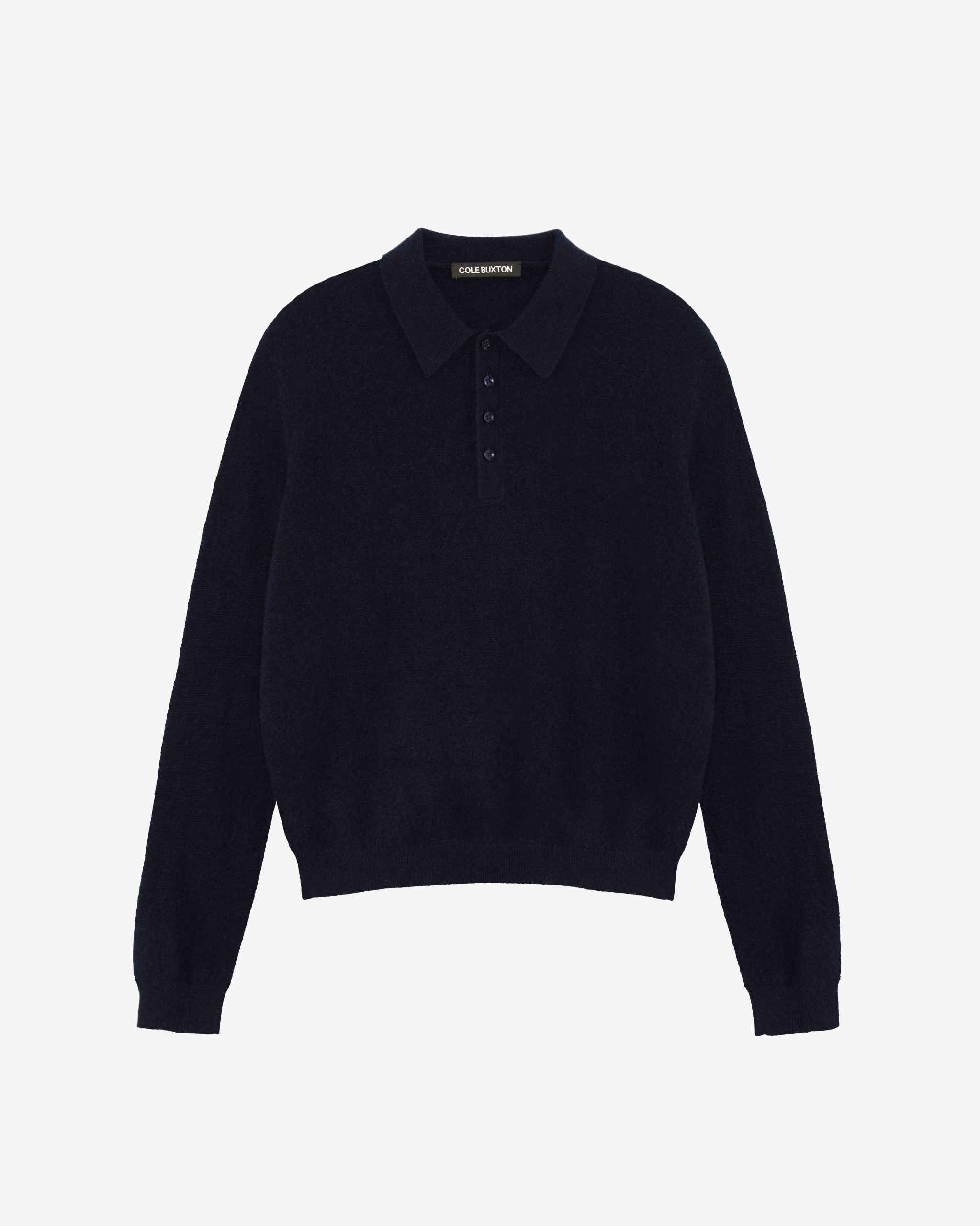 Cole Buxton Dark Navy Cashmere Knit Polo Sweater (5) Cole Buxton Dark Navy Cashmere Knit Polo Sweater | Fragment Clothing