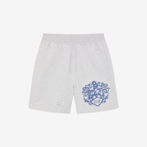 Cole Buxton Distressed Collegiate Crest Light Grey Marl Shorts | Fragment Clothing