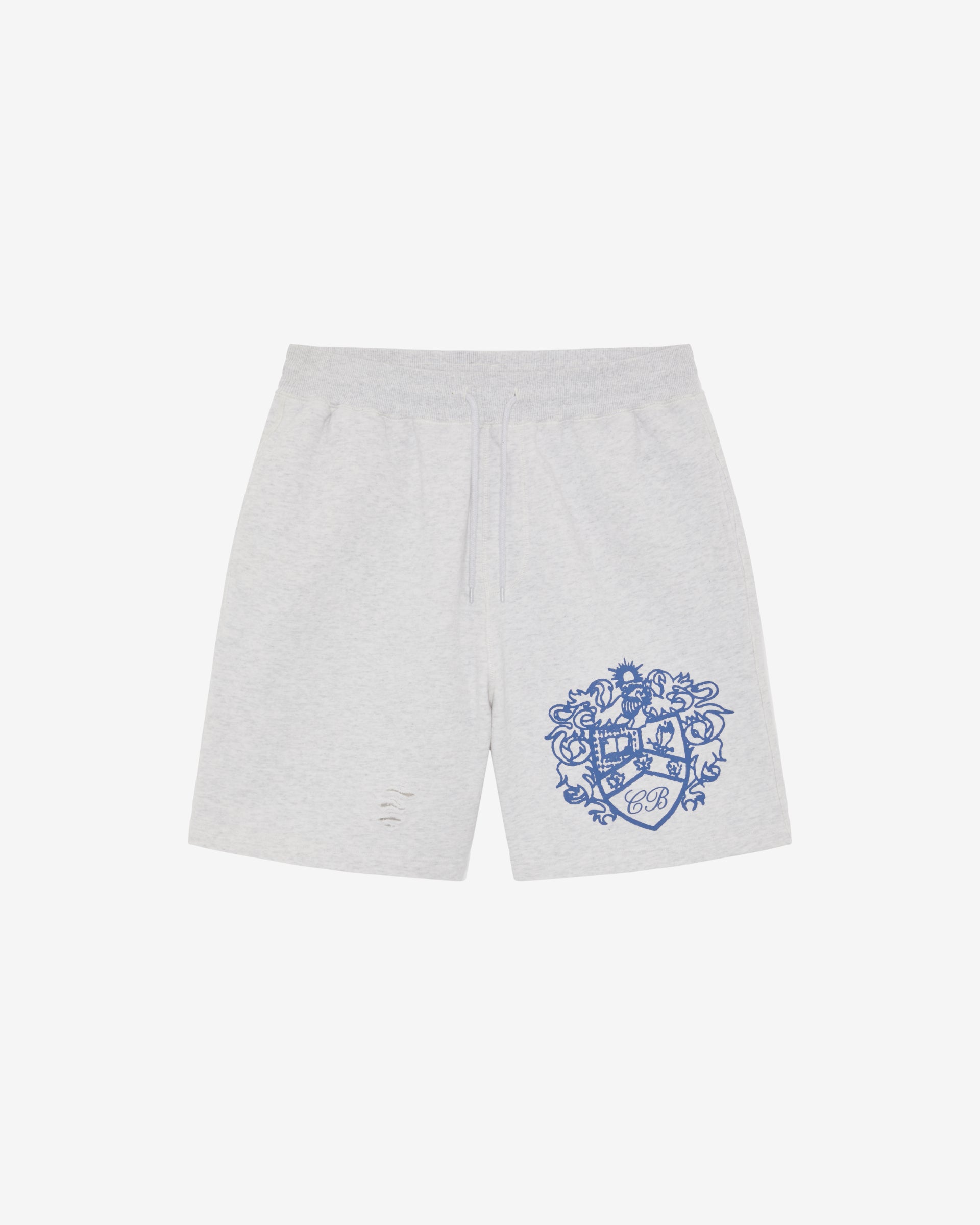 Cole Buxton Distressed Collegiate Crest Light Grey Marl Shorts (5) Cole Buxton Distressed Collegiate Crest Light Grey Marl Shorts | Fragment Clothing