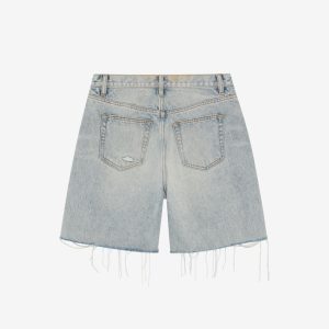 Cole Buxton Distressed Cut Light Blue Denim Shorts (1) | Fragment Clothing
