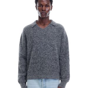 Cole Buxton Grey Open Neck Knit Polo (4) | Fragment Clothing