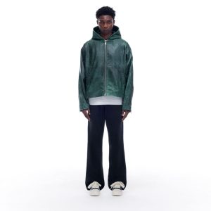 Cole Buxton Hooded Leather Green Jacket (7) | Fragment Clothing