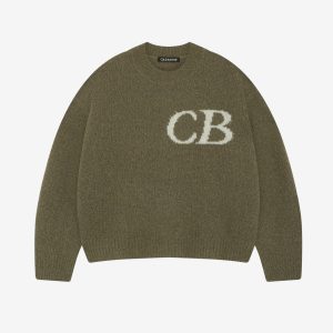 Cole Buxton Khaaki Logo Knit Sweater | Fragment Clothing
